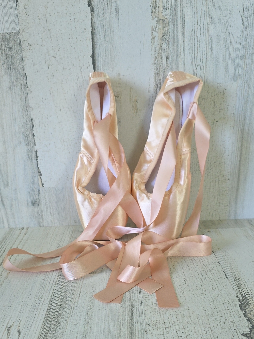 DayDance Satin Pointe Ballet Shoes in Blush Pink Size 42